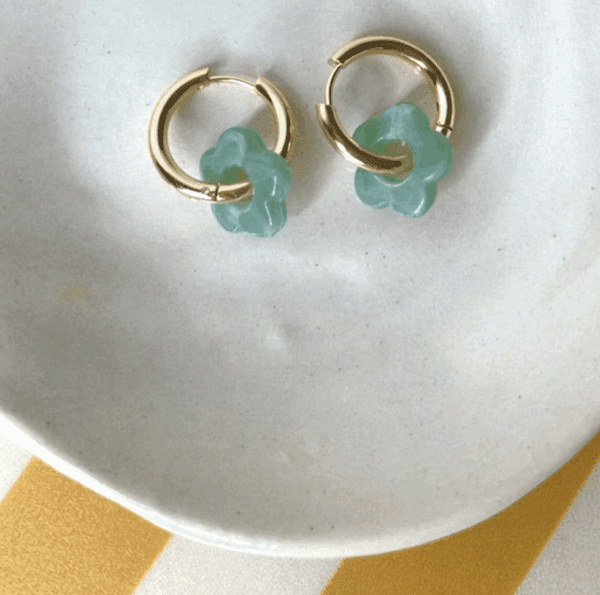 Boucles d'oreilles enfant "Les Mini Flowers" vert