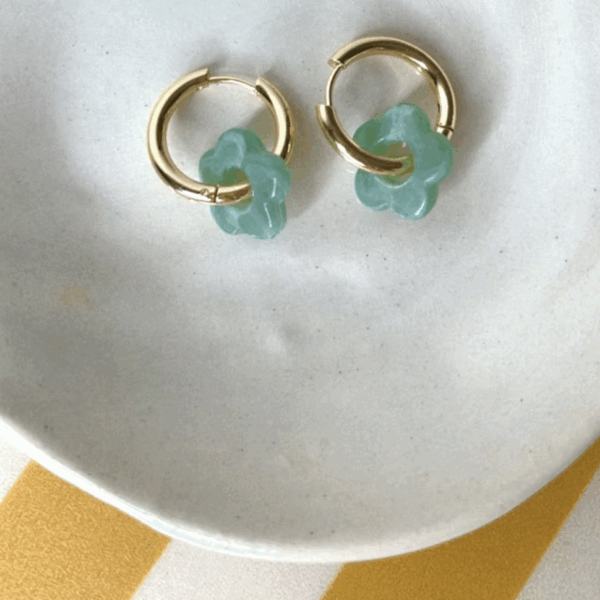 Boucles d'oreilles enfant "Les Mini Flowers" vert